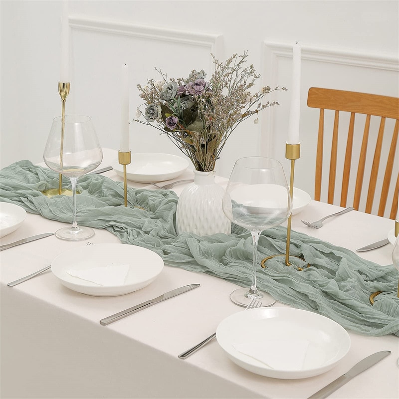 Semi-Sheer Gauze Wedding Party - Christmas Table Runner 评论和价格