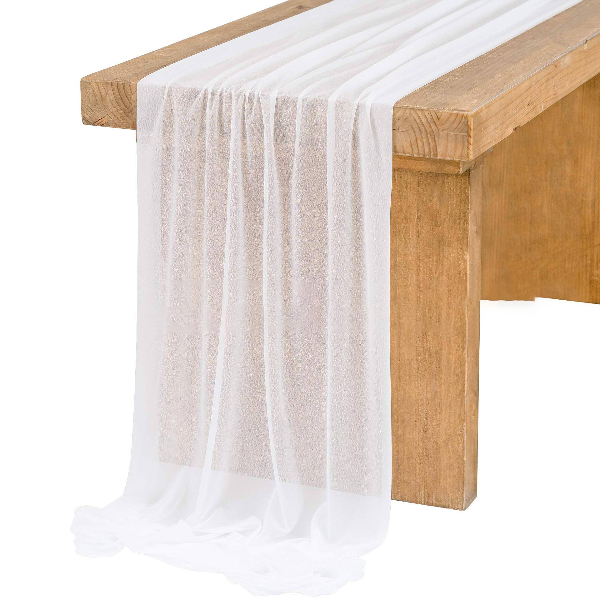 Chiffon White Table Runner Tab - Christmas Table Runner 评论和价格