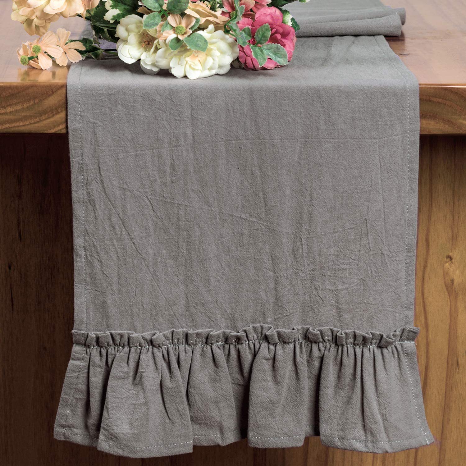 Cotton Ruffles Table Runner Ev - Christmas Table Runner 评论和价格