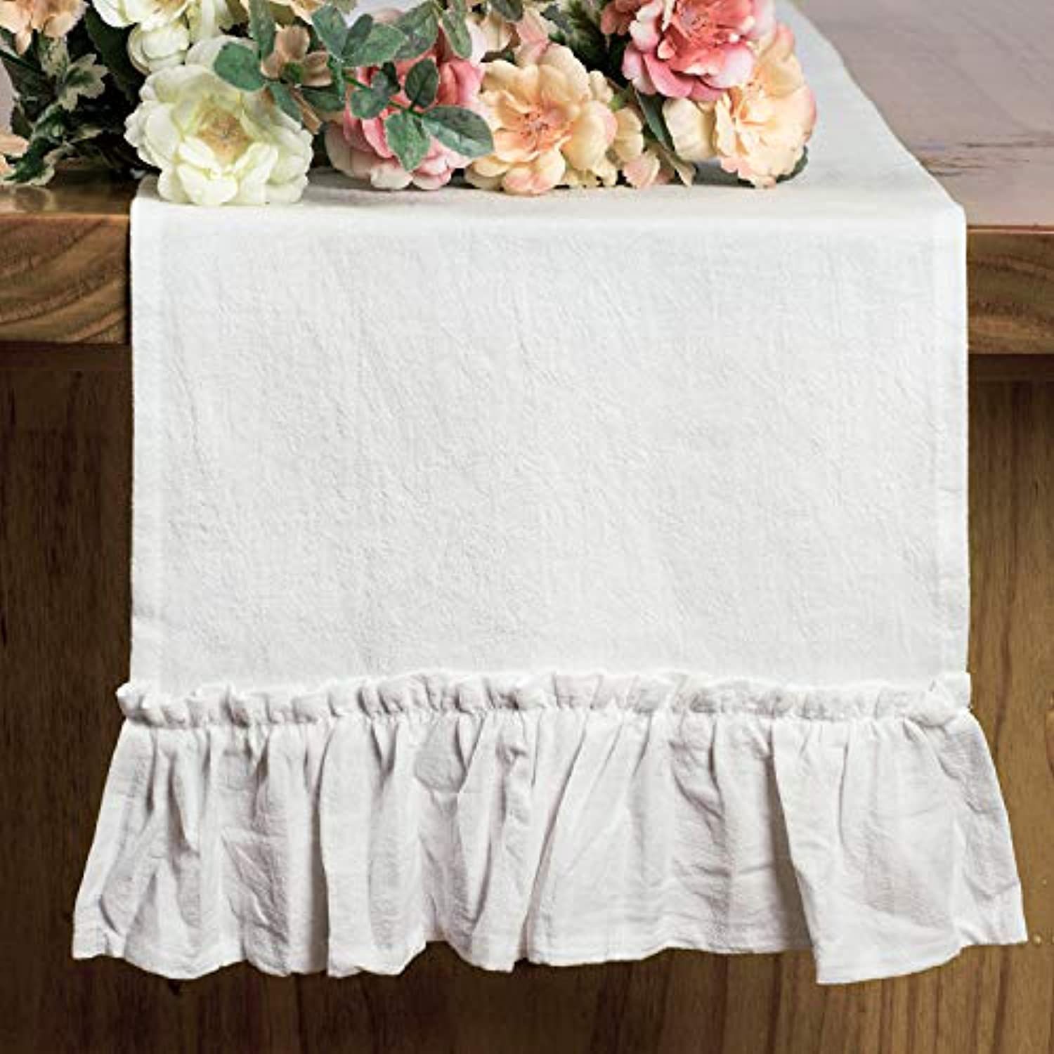 Cotton Ruffles Table Runner Ev - Christmas Table Runner 评论和价格