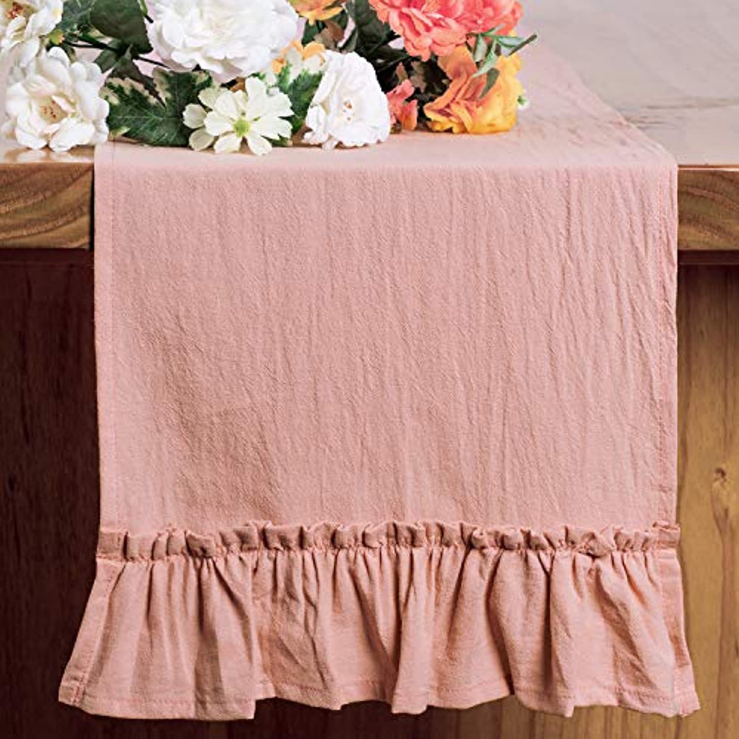 Cotton Ruffles Table Runner Ev - Christmas Table Runner 评论和价格