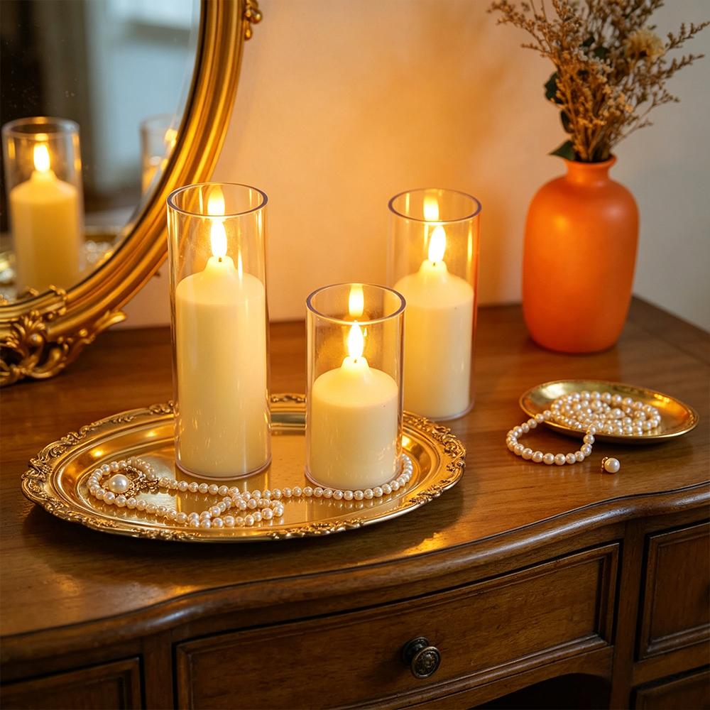 3pcs/ Set LED Flameless Flicke - Holiday Candle Set 评论和价格