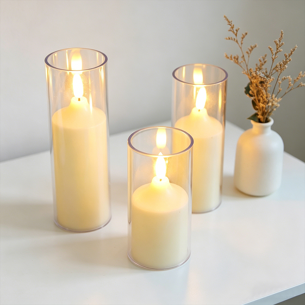 3pcs/ Set LED Flameless Flicke - Holiday Candle Set 评论和价格