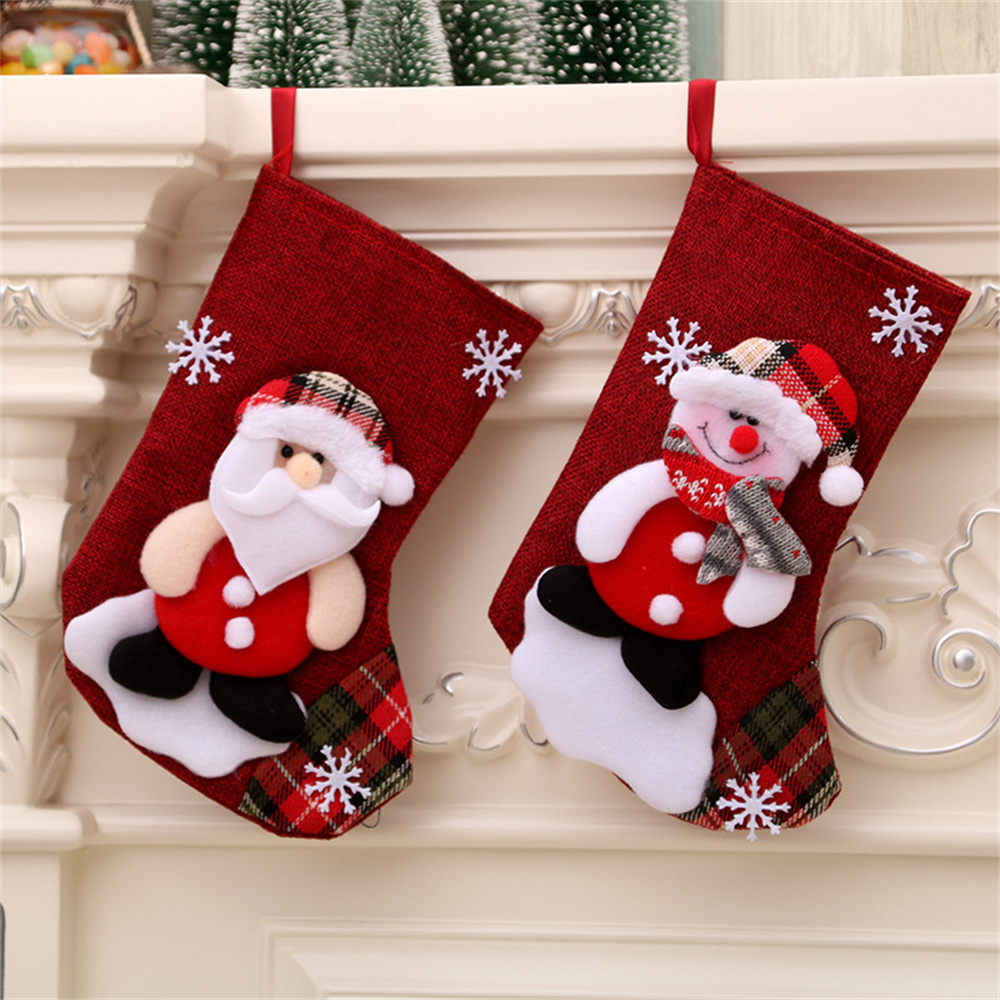 Linen Christmas Stockings Gift - Christmas Stocking Hanging 评论和价格