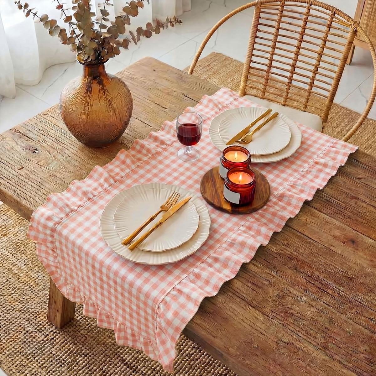 Checkered lotus leaf edge tabl - Christmas Throw Blanket 评论和价格