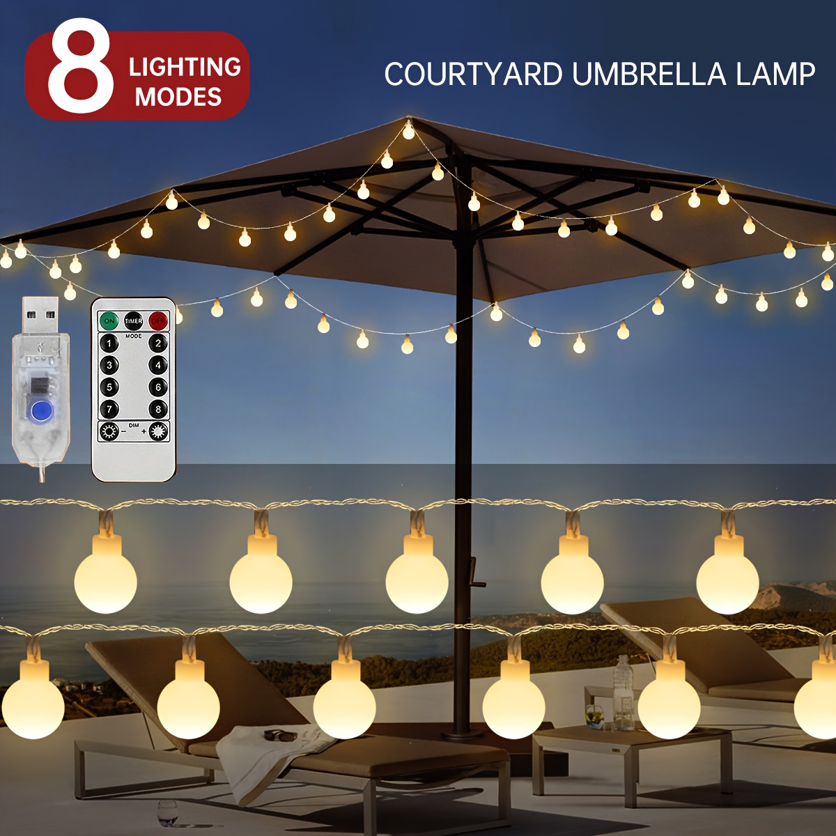 USB LED Ball String Lights 6M  - Led Fairy String Lights 评论和价格