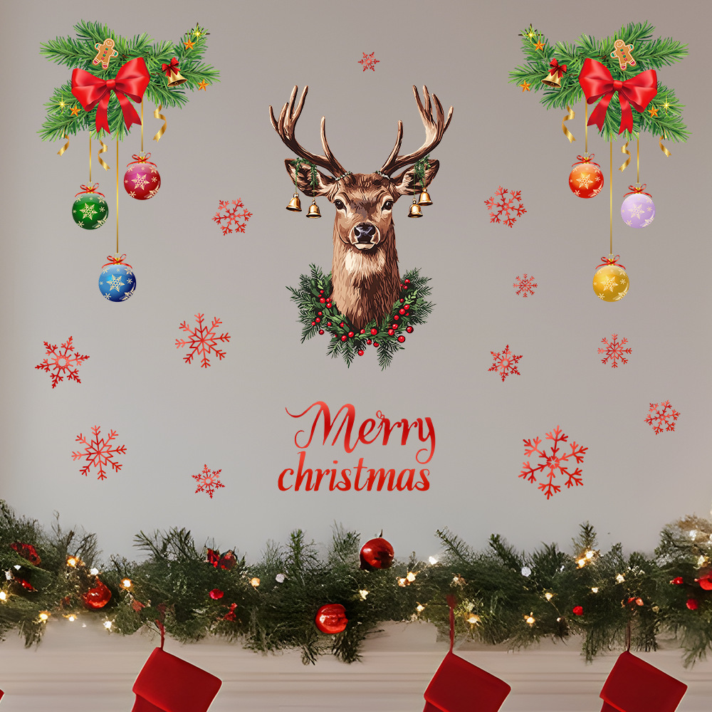 Christmas Snowflake Deer Head  - Snowflake Window Decal 评论和价格
