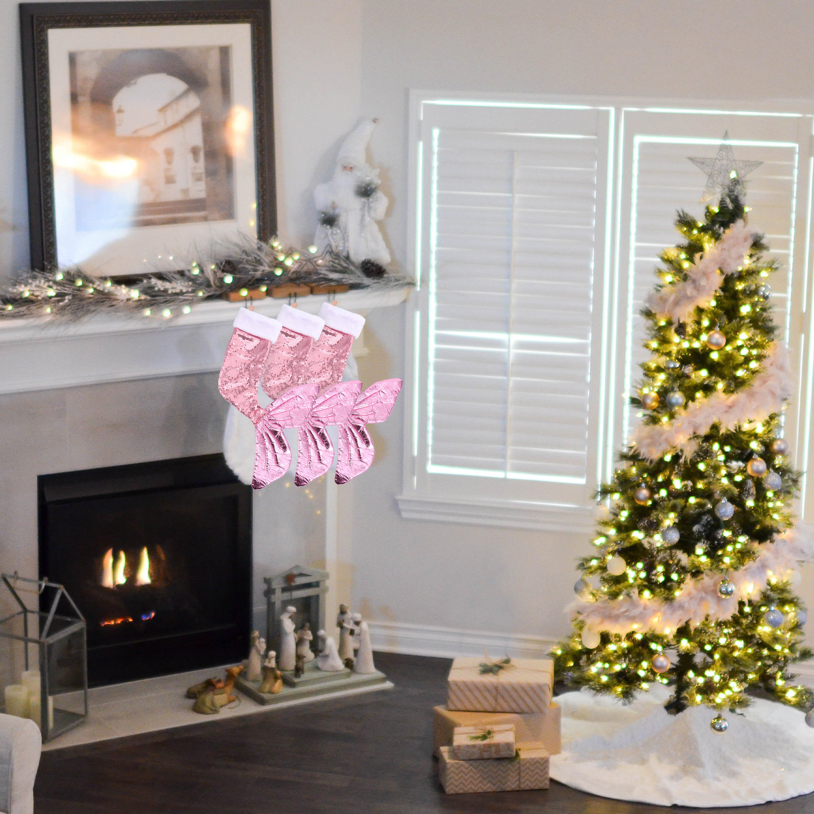 Sequins Mermaid Tail Stocking  - Christmas Stocking Hanging 评论和价格