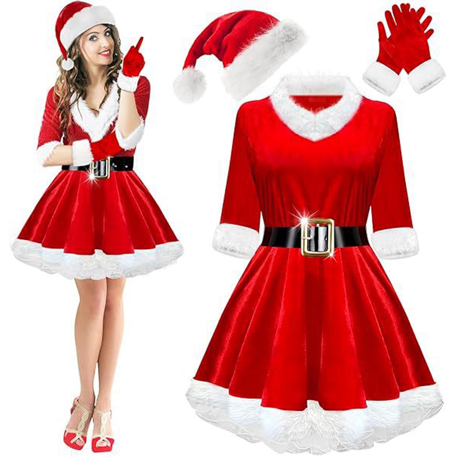 Christmas Dress for Adults Red - Elf Costume Christmas 评论和价格