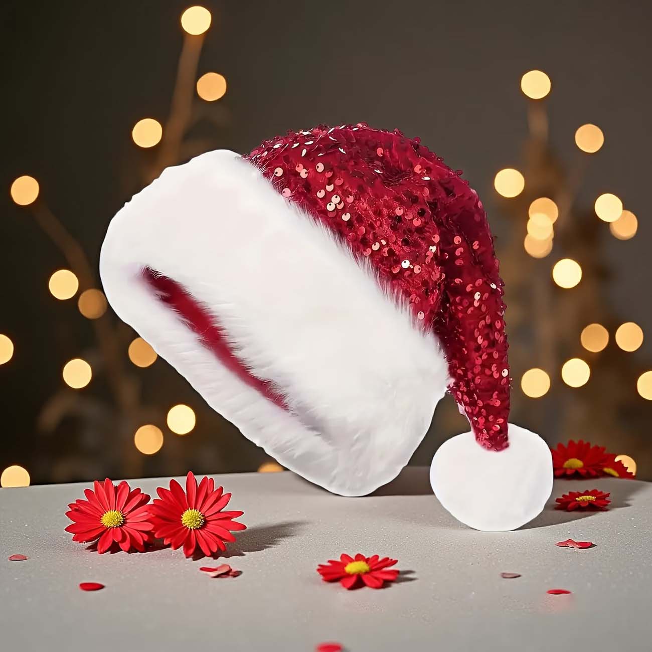 Sequin Christmas Hat Plush Sol - Santa Hat Plush 评论和价格