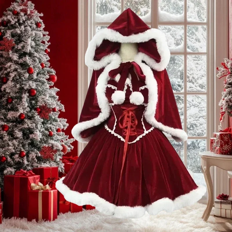 New Year Red Dress Cloak Cospl - Elf Costume Christmas 评论和价格