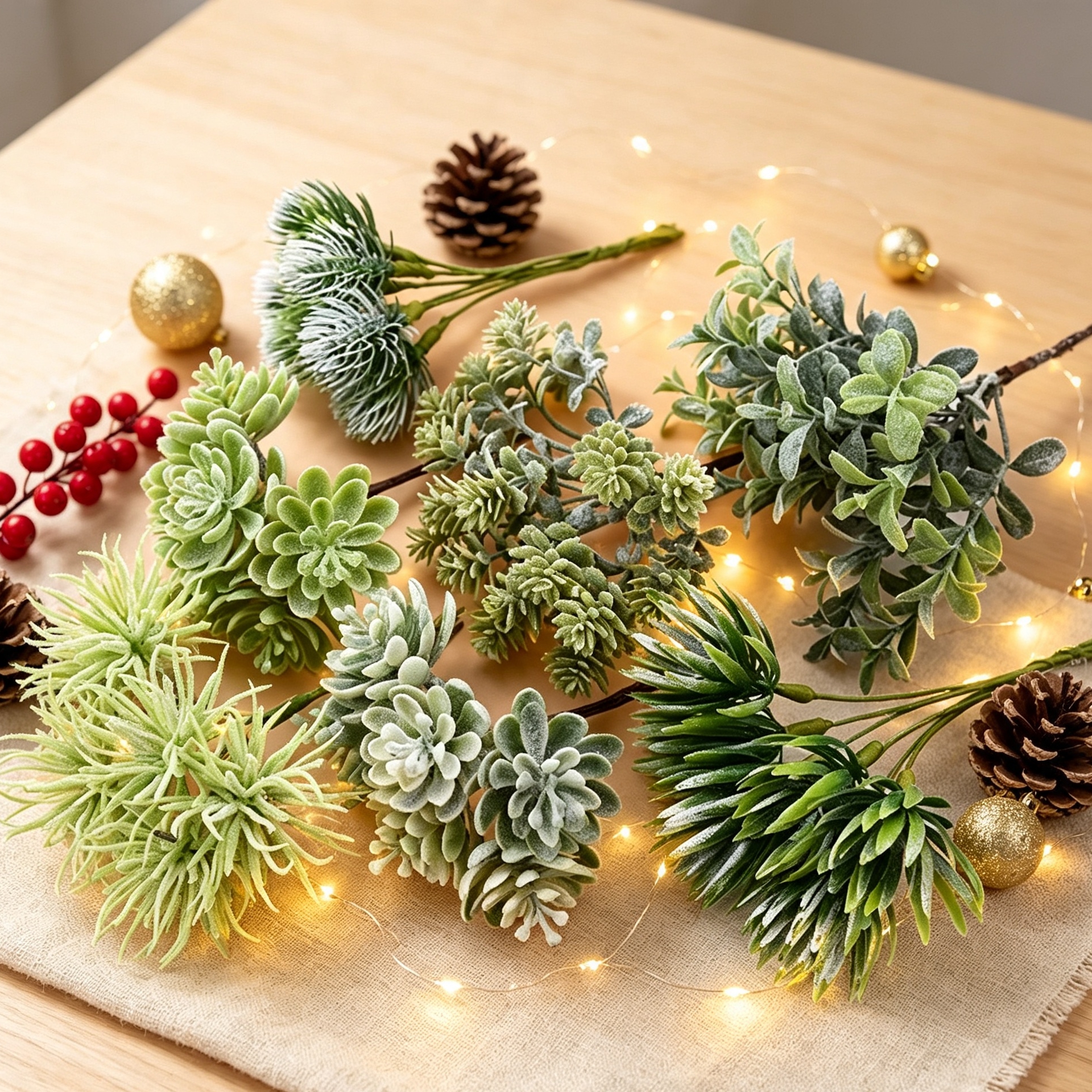 1/3PCS Silk Flowers Scrapbooki - Christmas Wreath Fake 评论和价格