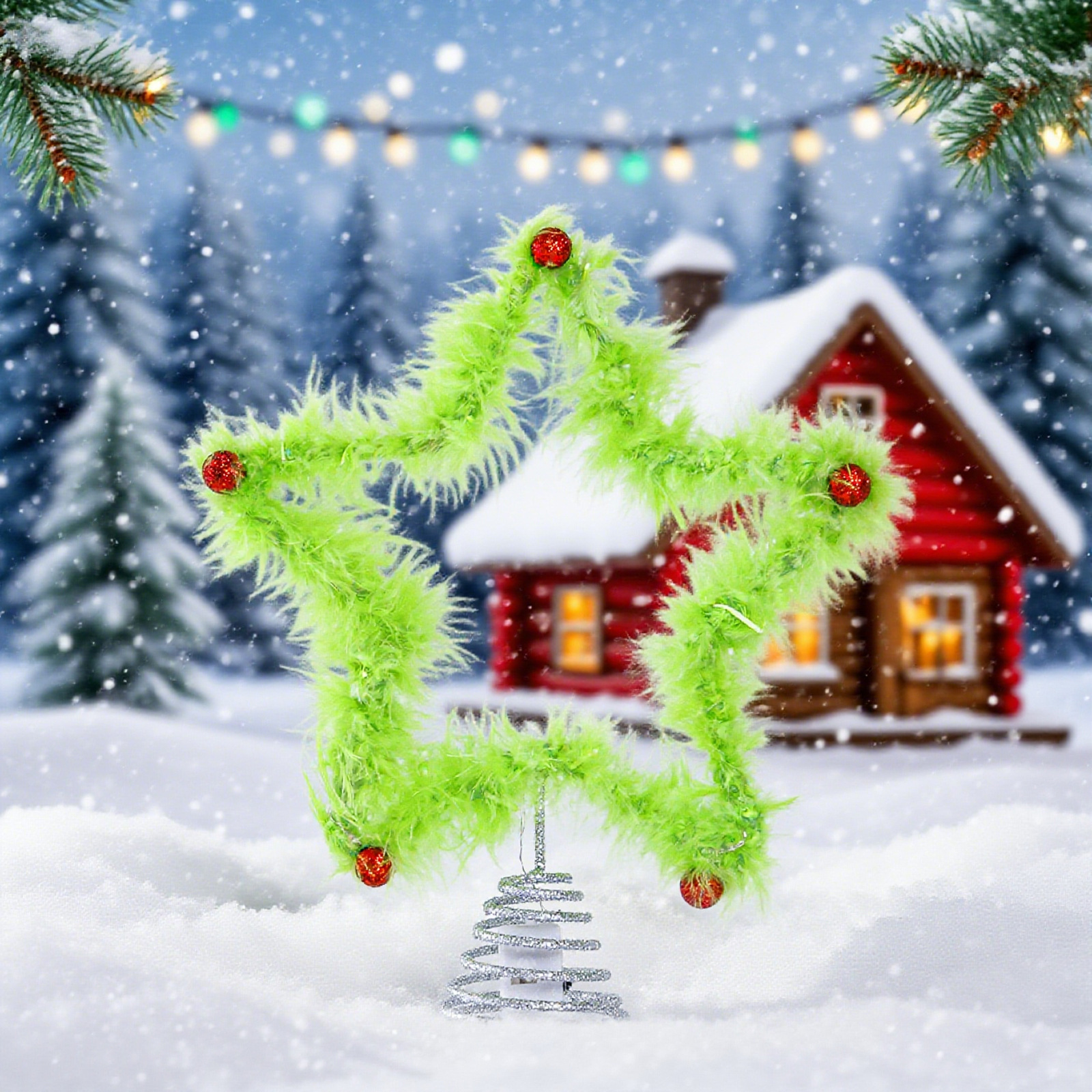 Christmas Fuzzy Grinch Star Tr - Star Tree Topper 评论和价格