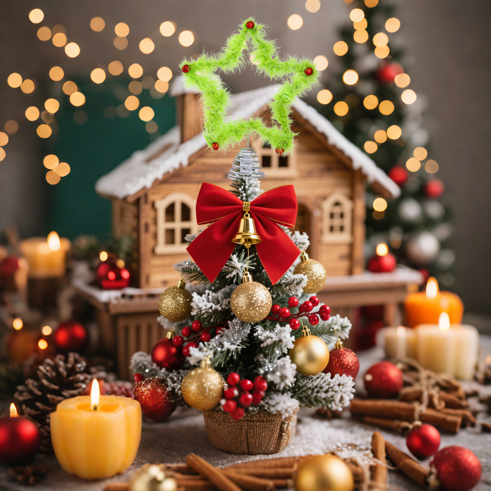 Christmas Fuzzy Grinch Star Tr - Star Tree Topper 评论和价格