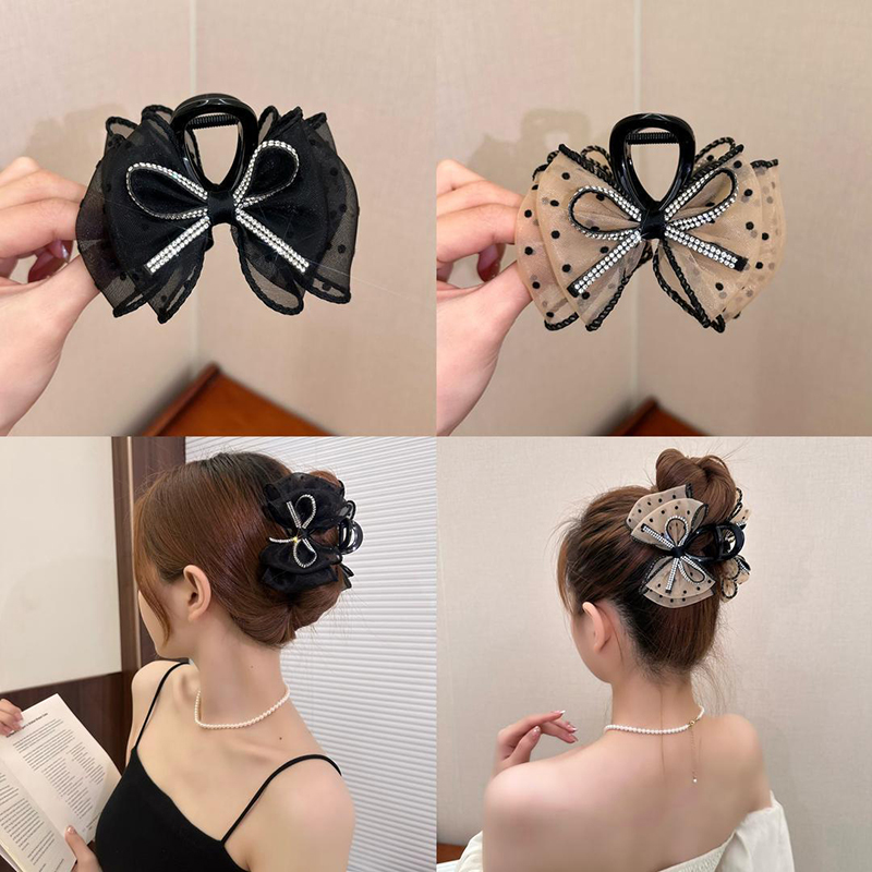 New Elegant Mesh Bow Hair Clip - Ribbon Bow Gift 评论和价格