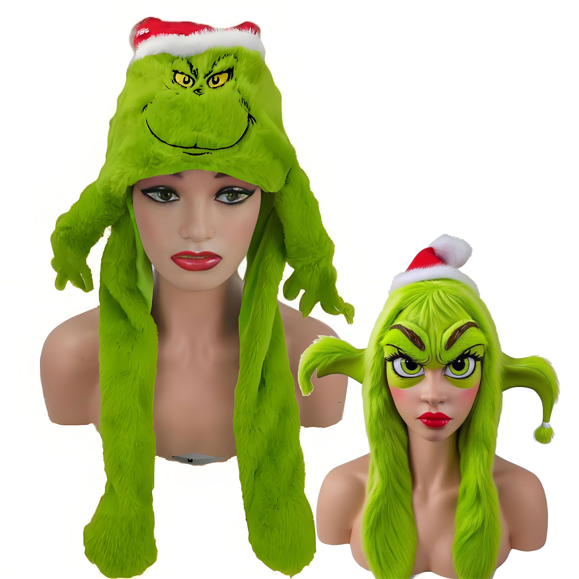 Plush Grincese Hat Cap Scarf C - Santa Hat Plush 评论和价格