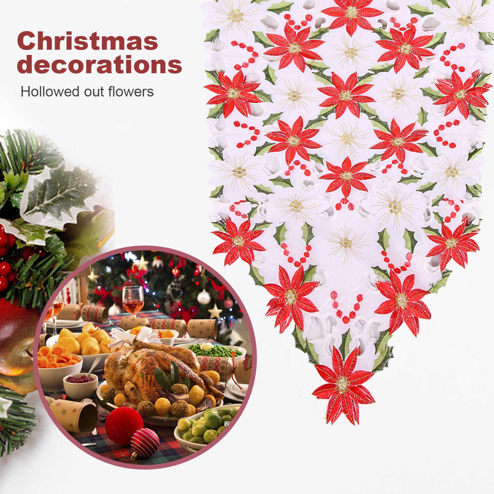 Christmas Embroidered Table Ru - Christmas Table Runner 评论和价格