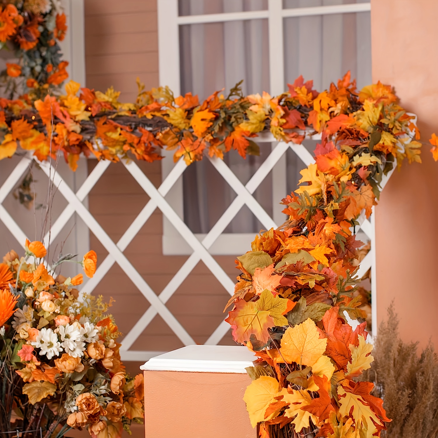 100CM Autumn Artificial Maple  - Christmas Wreath Fake 评论和价格