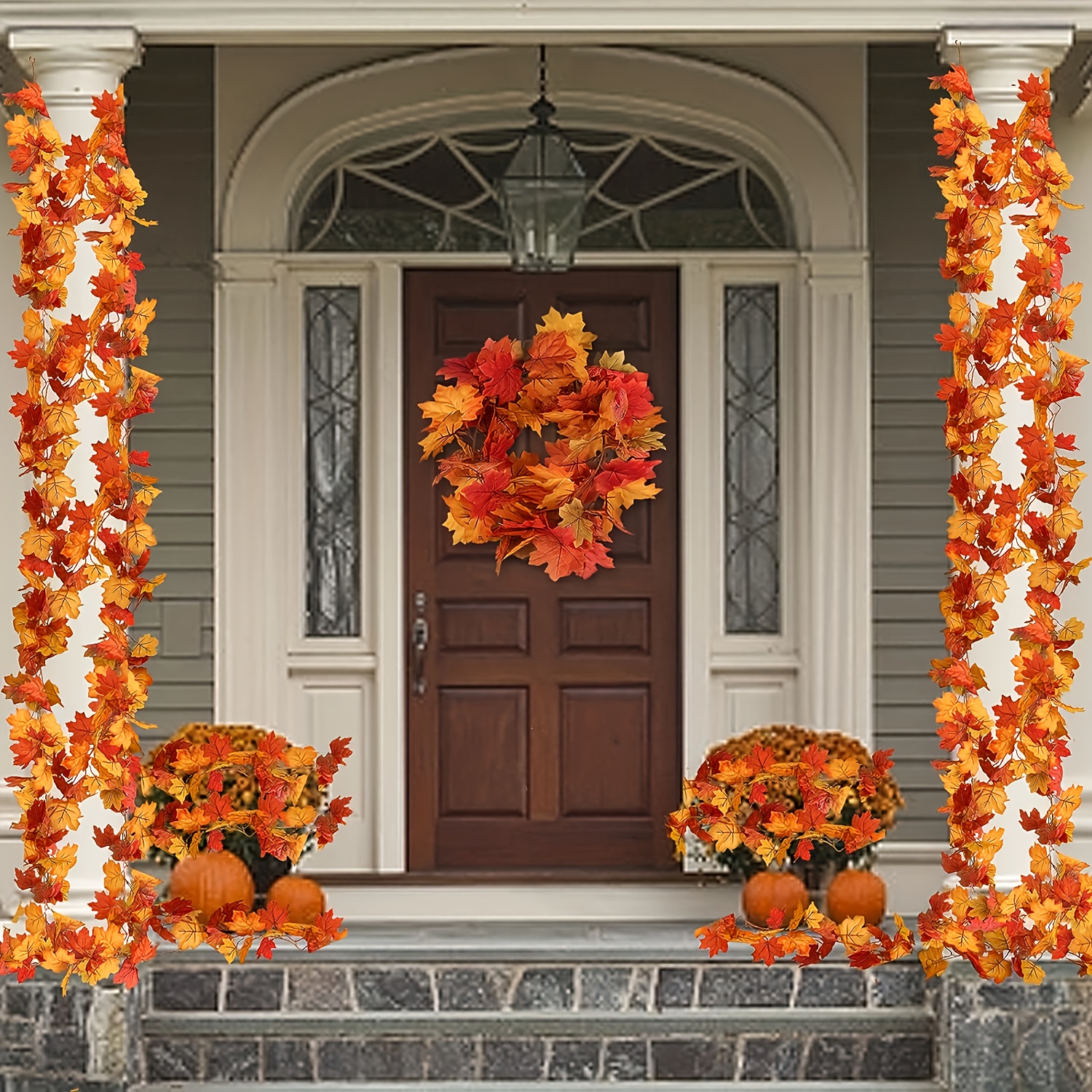 100CM Autumn Artificial Maple  - Christmas Wreath Fake 评论和价格