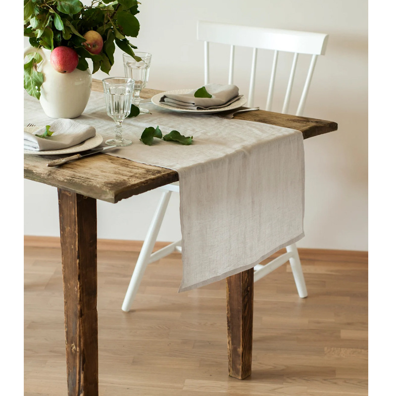 100% Linen Stone Washed Table  - Christmas Table Runner 评论和价格