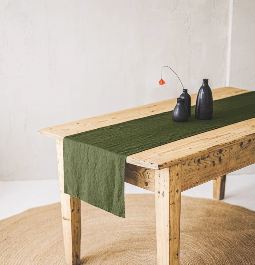 100% Linen Stone Washed Table  - Christmas Table Runner 评论和价格
