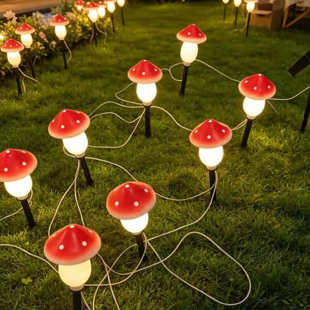 Solar Mushroom String Lights W - Christmas Lights Outdoor 评论和价格
