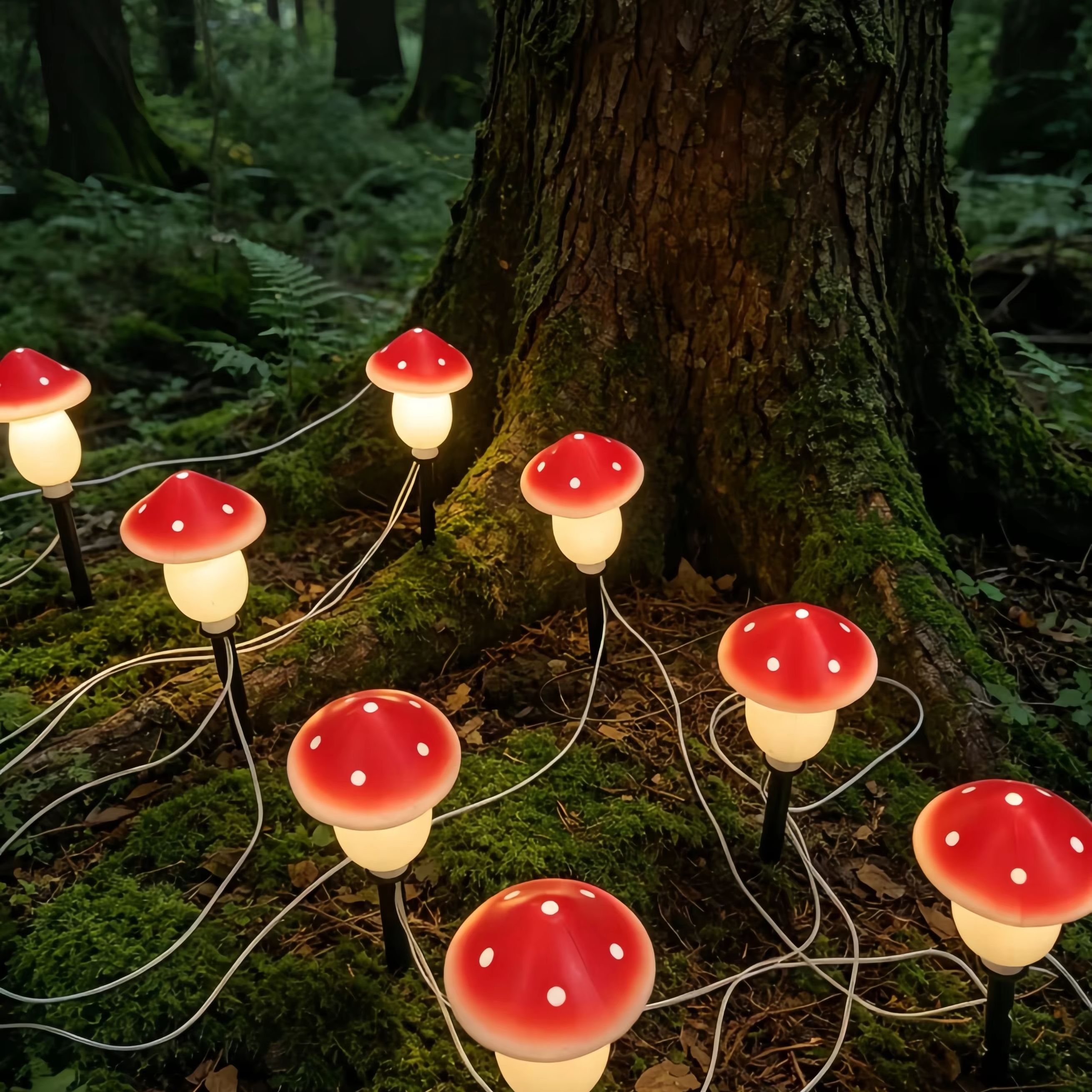 Solar Mushroom String Lights W - Christmas Lights Outdoor 评论和价格