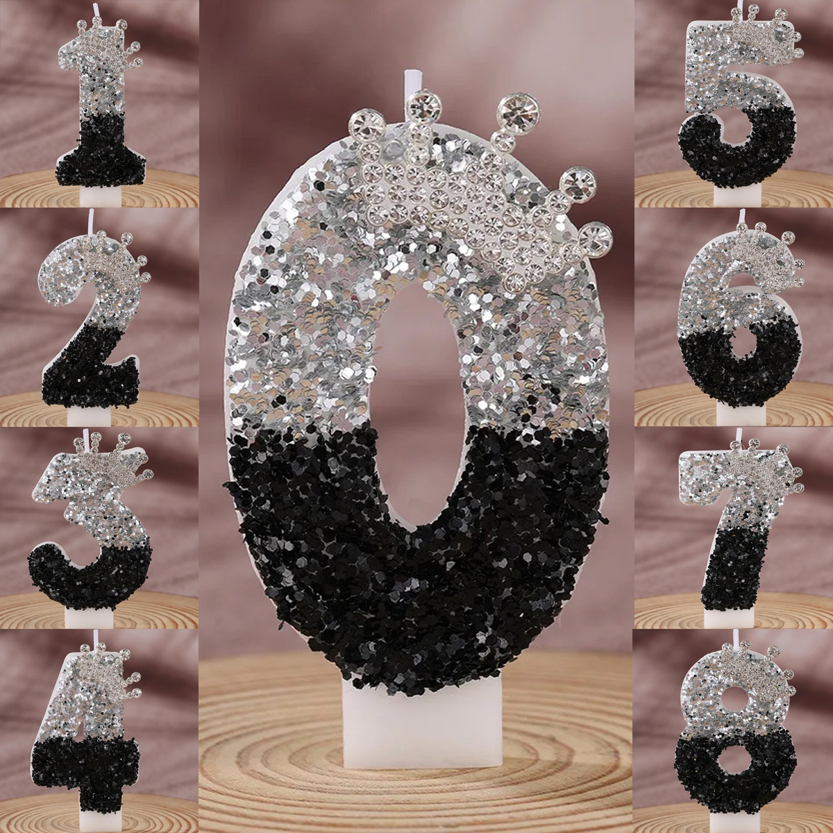 Black Silver Gradient Crown Ha - Holiday Candle Set 评论和价格