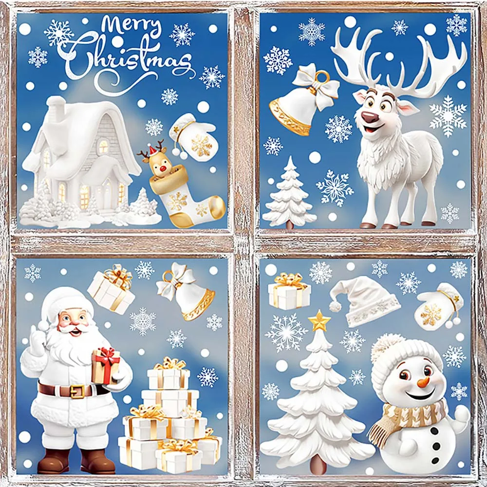 9pcs/set Christmas Window Stic - Snowflake Window Decal 评论和价格