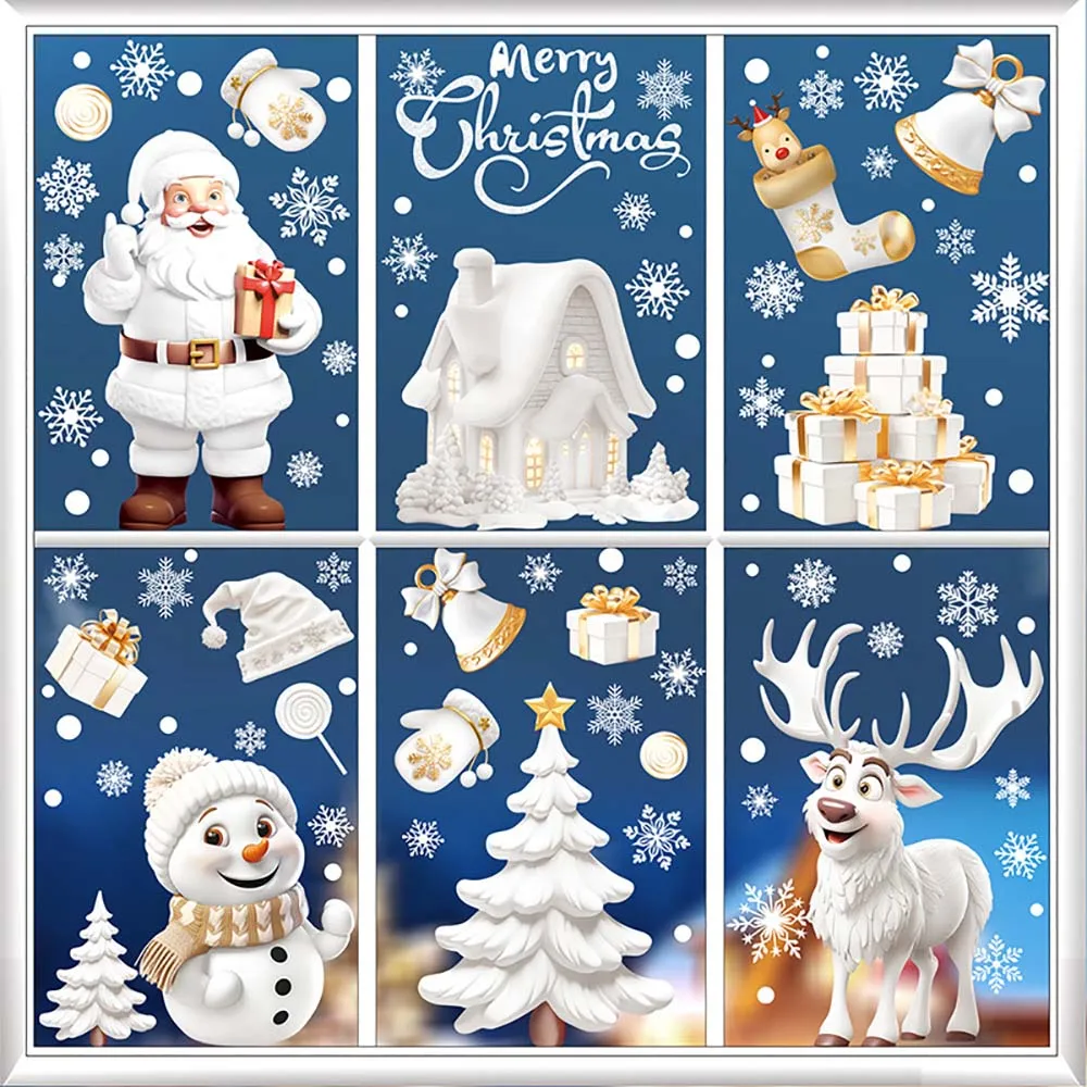 9pcs/set Christmas Window Stic - Snowflake Window Decal 评论和价格