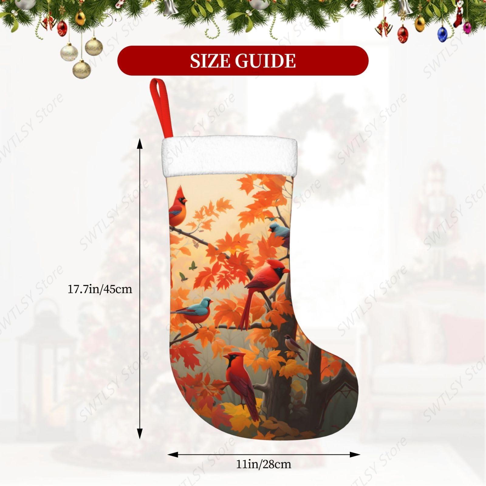 Fall Cardinal Birds and Maple- - Christmas Stocking Hanging 评论和价格