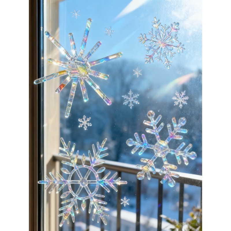 Xmas Snowflake Pattern Rainbow - Snowflake Window Decal 评论和价格